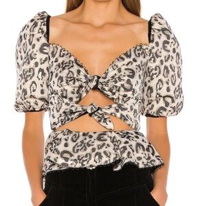NWT V. Chapman Geneva tie Blouse in Leopard cheetah animal print top REVOLVE